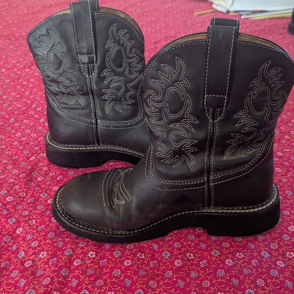 Ariat Fat Baby Boots Leather Western Embroidered Chunky Cowgirl Style # 14788 - Picture 11 of 11